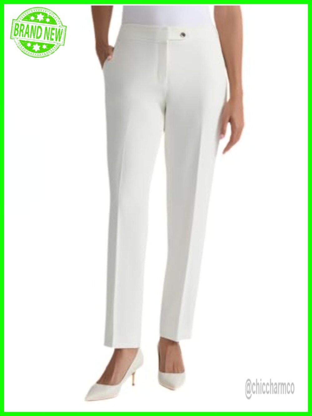 Straight Leg Crepe Trouser Dress Pants Mid Rise Workwear